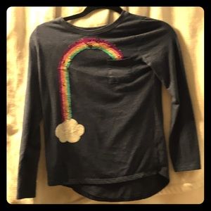 Kids Size 10-12 Long sleeveNavy blue sequin shirt